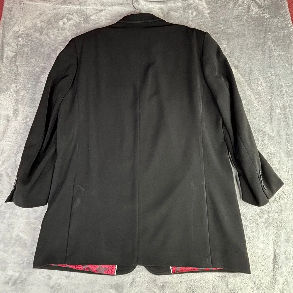 Blu Martini Blazer Mens 46 Black Red Paisley Lining Zipper Pockets Fashion Coat